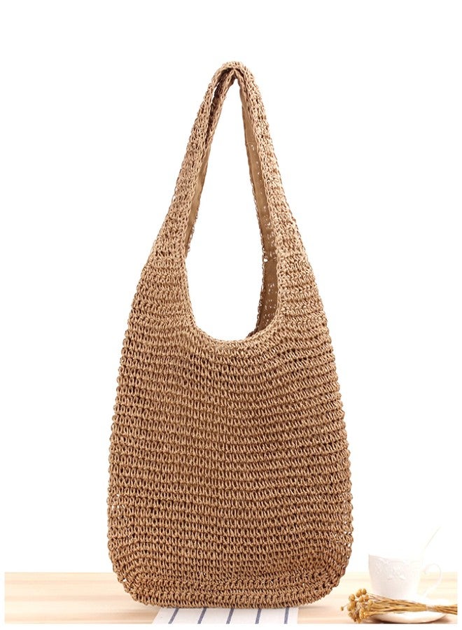 Naimo Women Straw Beach Shoulder Bag Woven Tote Handbag Large Handmade Weaving Summer Casual Hobo Bag - Image 3