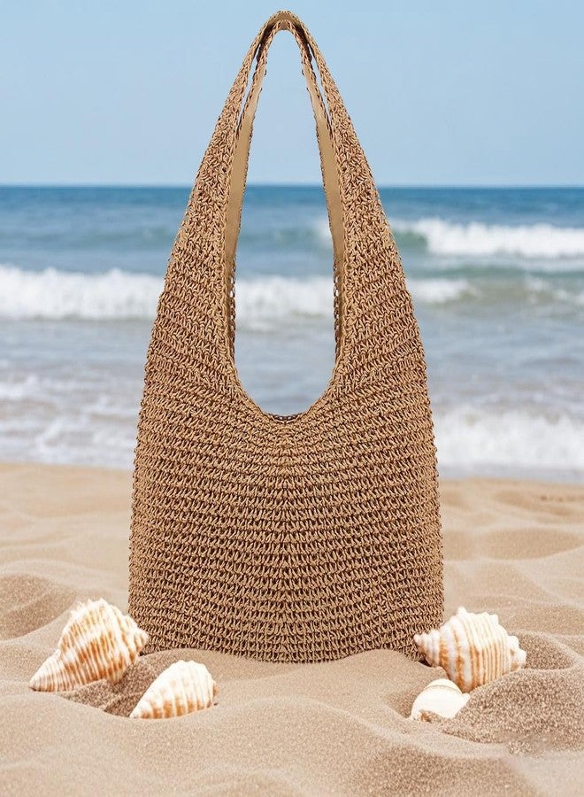 Naimo Women Straw Beach Shoulder Bag Woven Tote Handbag Large Handmade Weaving Summer Casual Hobo Bag - Image 2