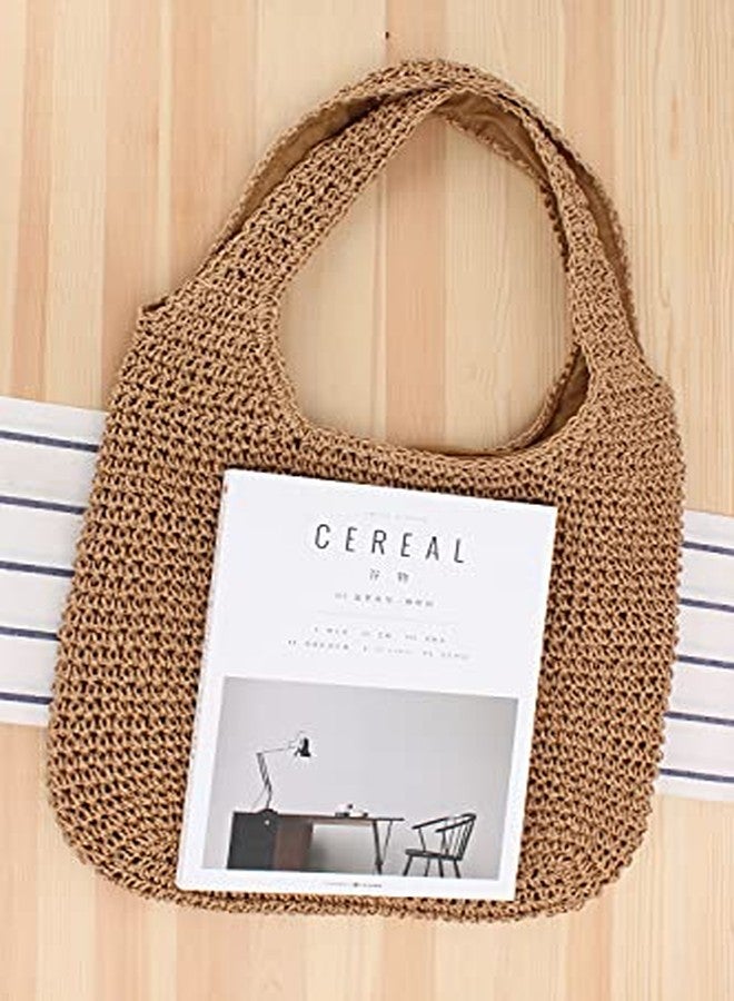Naimo Women Straw Beach Shoulder Bag Woven Tote Handbag Large Handmade Weaving Summer Casual Hobo Bag - Image 4
