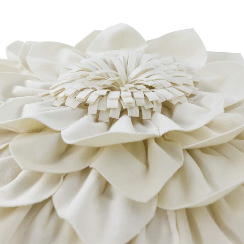 OiseauVoler 3D Flower Decorative Throw Pillow Covers Floral Pillow Shams Soft Velvet Pillowcases Home Sofa Car Bed Room Decor 18 x 18 Inches Cream White - Image 5
