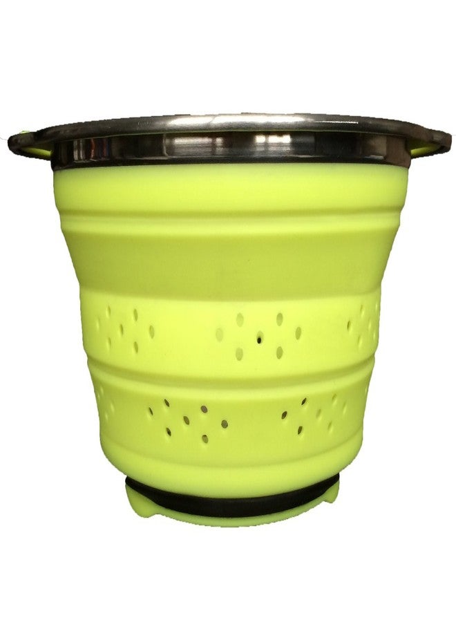 أونيدا مصفاة ونيدا قابلة للطي من الفولاذ المقاوم للصدأ والسيليكون، مقاس 8 بوصات، بتصميم ألوان متداخلة - أخضر - Image 4