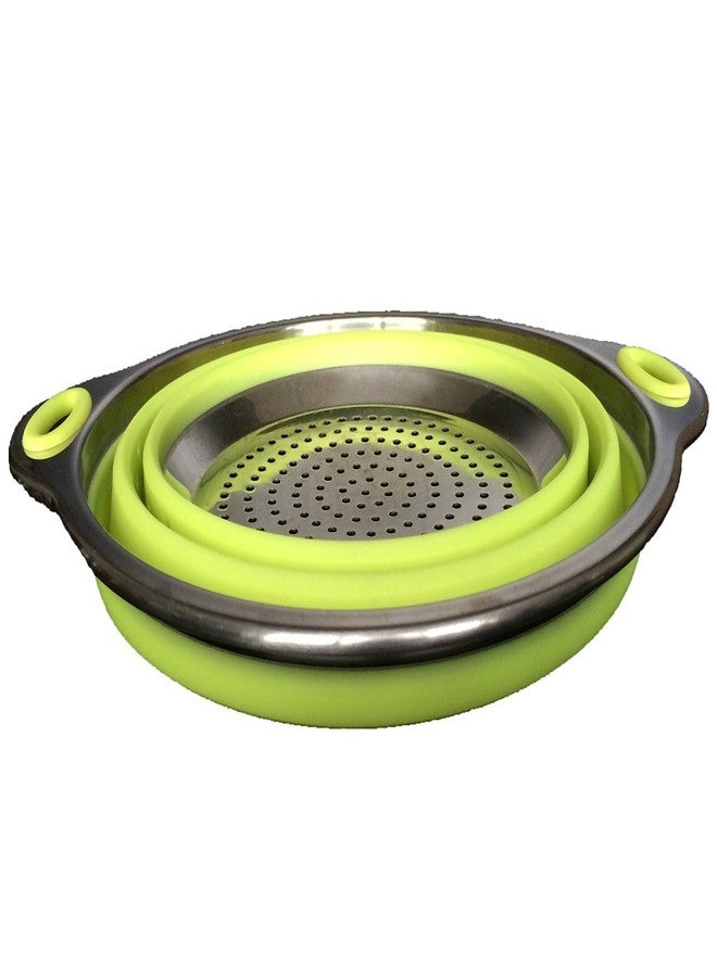 أونيدا مصفاة ونيدا قابلة للطي من الفولاذ المقاوم للصدأ والسيليكون، مقاس 8 بوصات، بتصميم ألوان متداخلة - أخضر - Image 5