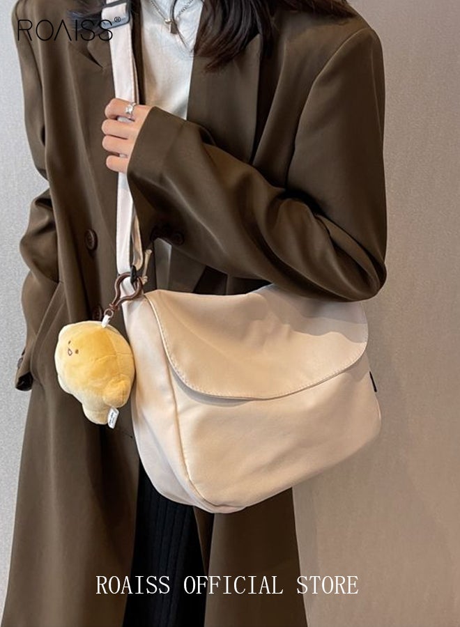 roaiss Women's Canvas Bag Large Capacity Casual Commuter Shoulder Bag School Messenger Bag Simple  - Image 3