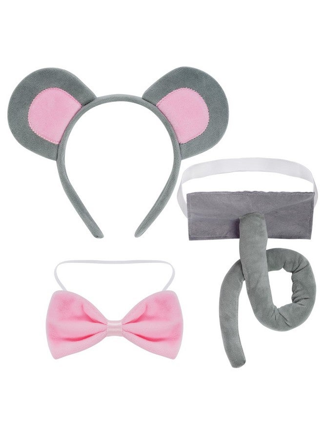 obmwang obmwang 3 Pieces Mouse Costume Set Mouse Ears Headband Bow tie and Tail Animal Mouse Accessories for Halloween Dress Up Party - Image 4