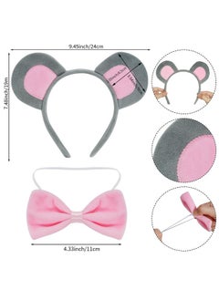 obmwang obmwang 3 Pieces Mouse Costume Set Mouse Ears Headband Bow tie and Tail Animal Mouse Accessories for Halloween Dress Up Party  - Image 2