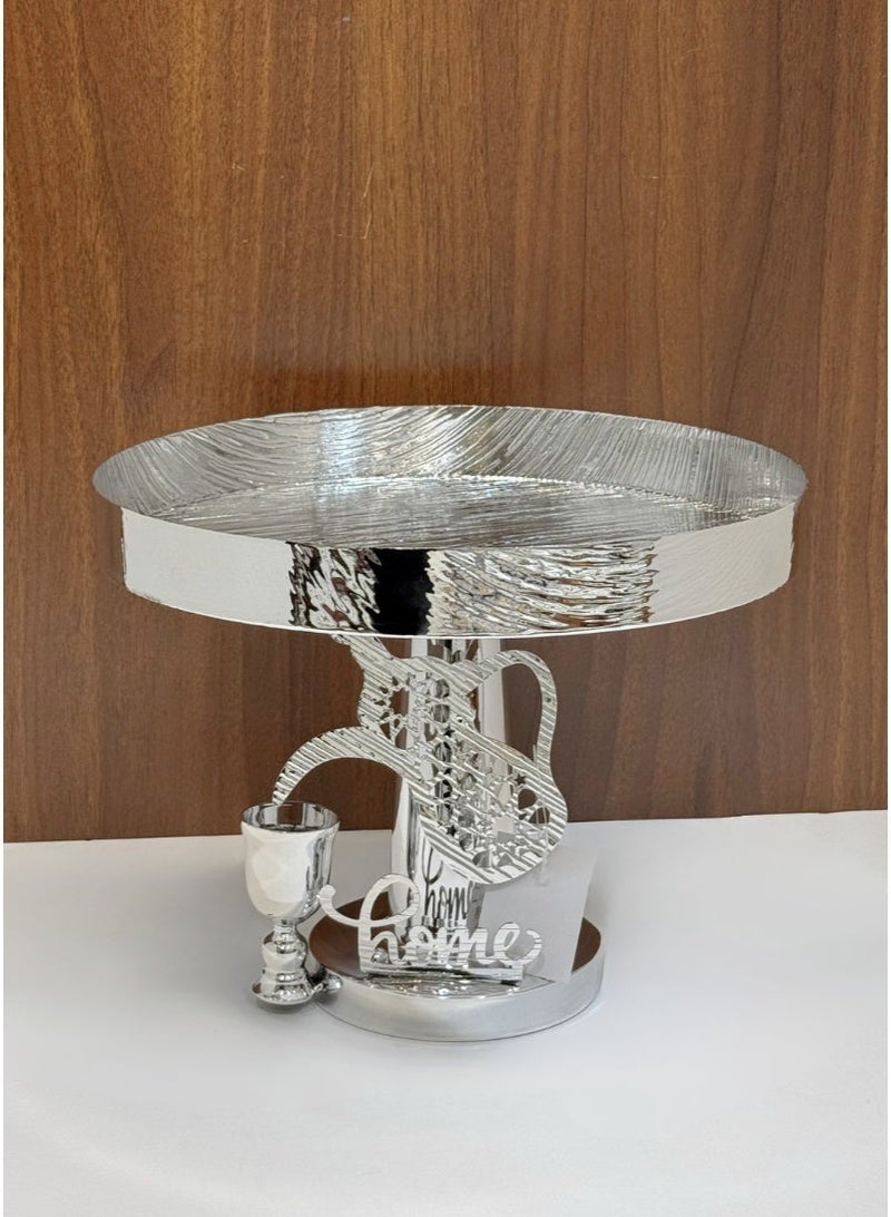 القناص شيالة حلاوة ومعجنات فضي راقي حجم وسط مع قاعدة بديكور حصري  جودة عالية - Image 4