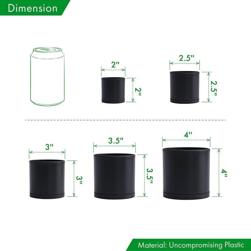 D'vine Dev Pack of 20 Plastic Plant Pots (4 Set of 2 Inch, 2.5 Inch, 3 Inch, 3.5 Inch, 4 Inch) Small Garden Planter Pots for Plant with Drainage Holes and Saucers, Black, 74-U-B - Image 2