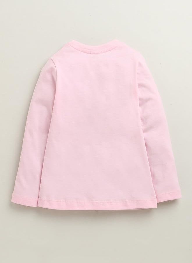 BUMZEE تيشيرت قطني بأكمام طويلة للبنات من بامزي، لون وردي فاتح وأزرق سماوي - من 6 إلى 12 شهرًا (Peb10990C-bpk) - Image 3