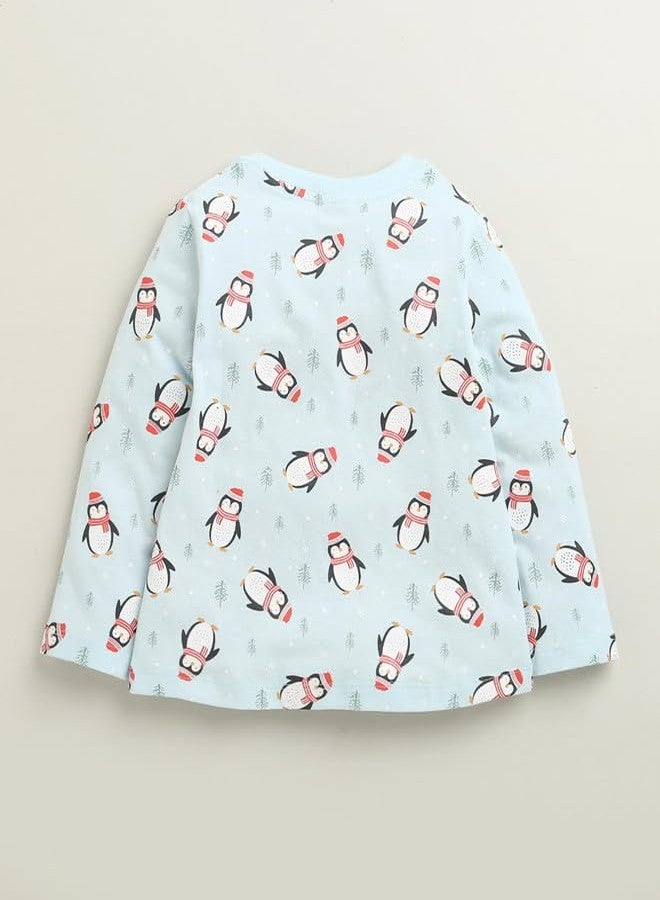 BUMZEE تيشيرت قطني بأكمام طويلة للبنات من بامزي، لون وردي فاتح وأزرق سماوي - من 6 إلى 12 شهرًا (Peb10990C-bpk) - Image 5