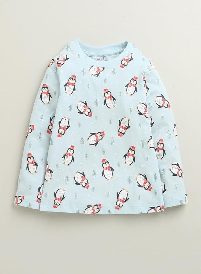 BUMZEE تيشيرت قطني بأكمام طويلة للبنات من بامزي، لون وردي فاتح وأزرق سماوي - من 6 إلى 12 شهرًا (Peb10990C-bpk) - Image 4