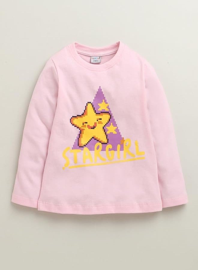 BUMZEE تيشيرت قطني بأكمام طويلة للبنات من بامزي، لون وردي فاتح وأزرق سماوي - من 6 إلى 12 شهرًا (Peb10990C-bpk) - Image 2