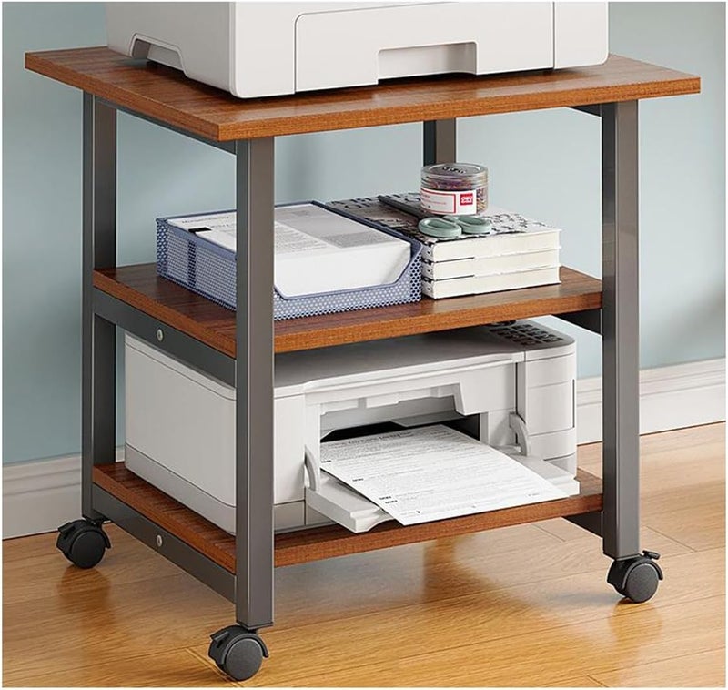 Printer Stand with Wheels, 2-Tier Storage Rack, Mobile Cart for Fax Machines and Printers, Space-Saving Design, Versatile Office Organizer - Image 1