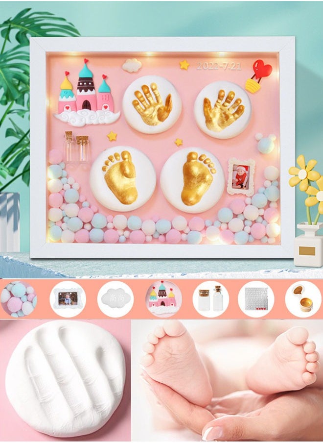 ZCM-HAPPY Memorial Baby Hand and Footprint Kit – Newborn Lanugo Memory Photo Frame Gift Box – Cherished Keepsake for Baby Footprints & Handprints – Perfect Baby Shower Gift Idea With Light  - Image 1