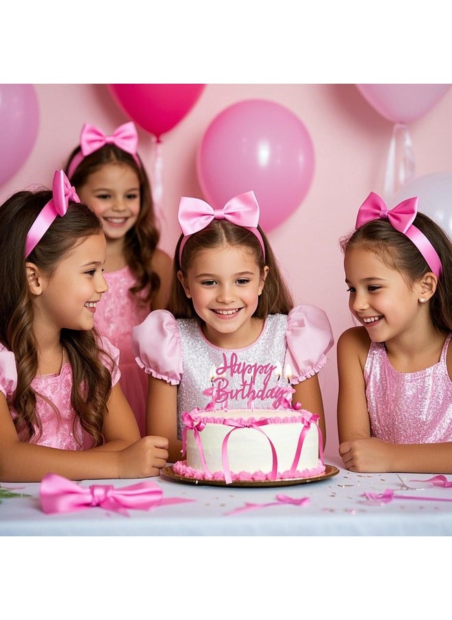 yuboo yuboo 10 Pack Bow Cake Topper, Ribbion Hotpink Bows for Cake with Happy Birthday Sign, Coquette Themed Party Baby Shower Wedding Mother Day Decorations Party Supplies,Bows for Cakes  - Image 4