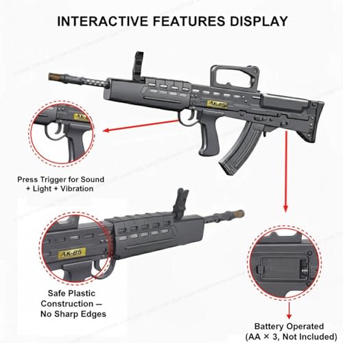 SHAKTISM L85A Musical Toy Rifle Gun with RGB Lights, Removable Barrel, Knife, Automatic Sound Effects, Target Shooting Battle Game for Kids Above 3 Years - Image 3