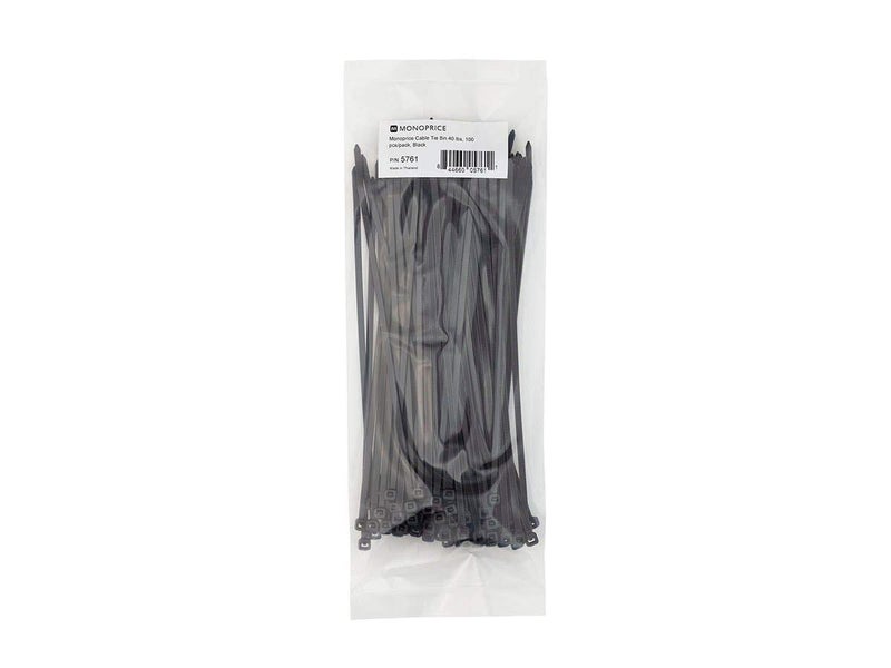 Monoprice Cable Tie 8 inch 40LBS, 100pcs/Pack - Black - Image 1