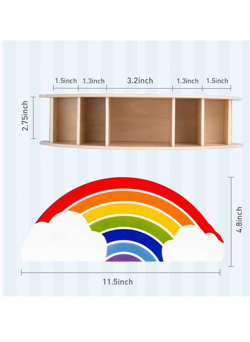 SYOSI حامل أقلام خشبي وحامل أقلام رصاص - حامل هاتف من Rainbow Supply Caddy منظم مكتبي لمستلزمات المكتب وفرشاة المكياج وتنظيم الفصول الدراسية للنساء والأطفال  - Image 4