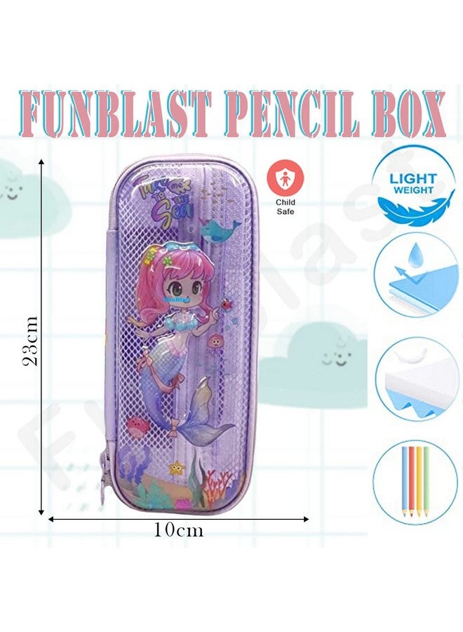 FunBlast Pencil Case for Girls - Luxury Pencil Box for Kids - Pen & Pencil Pouch for Girls, Stationary Items Case, Stationary Organizer Pencil Box for Girls Return Gift for Children (Mermaid_Purple) - Image 2