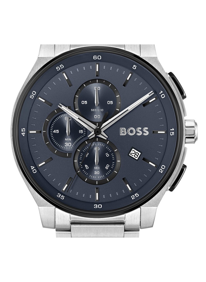 HUGO BOSS ROUND CHRONOGRAPH MEN'S BLUE CASE WATCH - 1514189 - Image 4