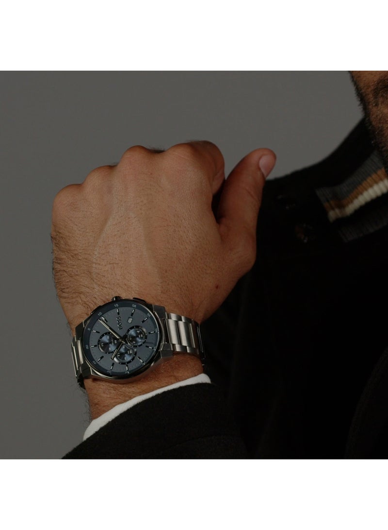 HUGO BOSS ROUND CHRONOGRAPH MEN'S BLUE CASE WATCH - 1514189 - Image 5