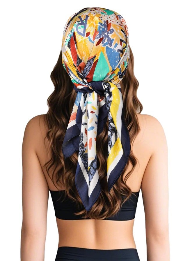 Sumolux Head Hair Scarf for Women Like Satin Silk Scarf Bandana Hair Wrapping Night Large Square Scarves 27.5" - Image 4