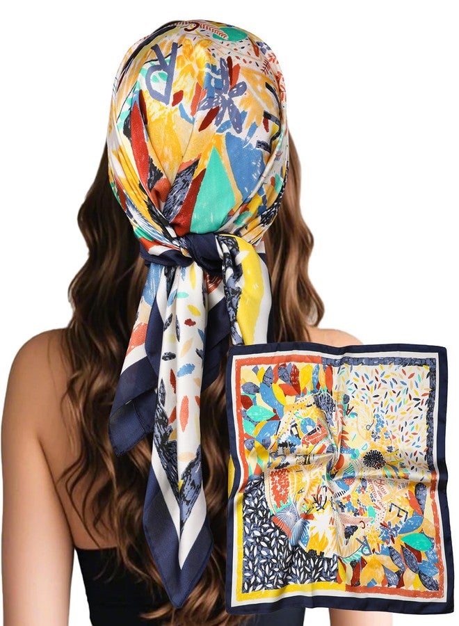 Sumolux Head Hair Scarf for Women Like Satin Silk Scarf Bandana Hair Wrapping Night Large Square Scarves 27.5" - Image 1
