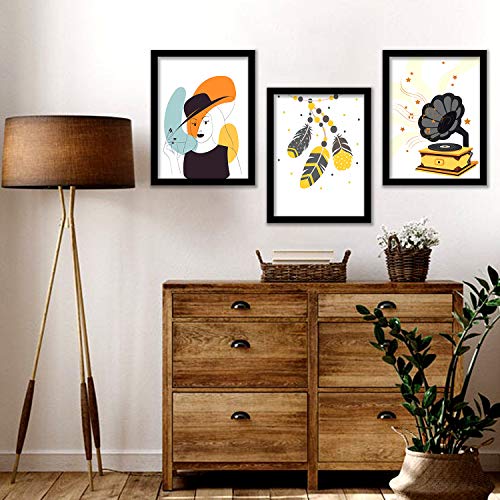 HEVEA Music wall frames/wall posters/Paintings with Frame Wall Paintings Hangings Framed Wall Art Paintings (11 inch x 14 inch, Framed, Multicolor, White) -Set of 3 - Image 5