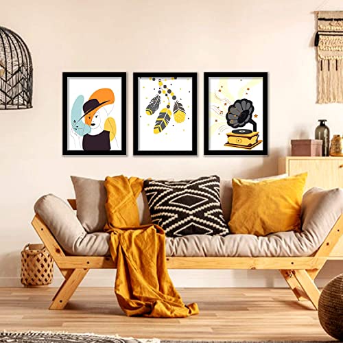 HEVEA Music wall frames/wall posters/Paintings with Frame Wall Paintings Hangings Framed Wall Art Paintings (11 inch x 14 inch, Framed, Multicolor, White) -Set of 3 - Image 4