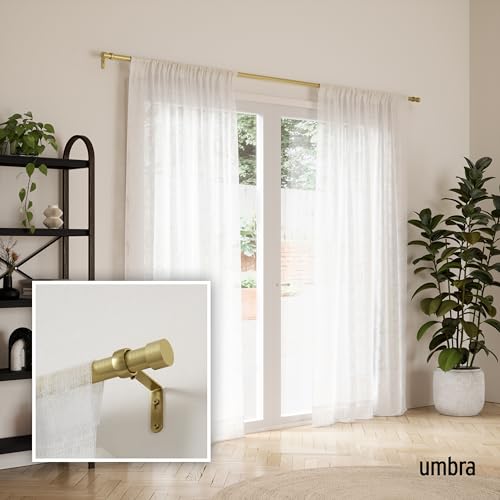 UMBRA عصا ستائر أمبرا كابا - عصا ستائر بقطر 1 إنش تمتد من 66 إلى 120 إنش، تشمل 2 زينة متطابقة، حوامل وأدوات، نحاس، 66 إلى 120 إنش - Image 2