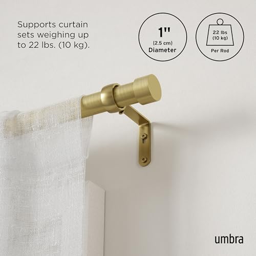 UMBRA عصا ستائر أمبرا كابا - عصا ستائر بقطر 1 إنش تمتد من 66 إلى 120 إنش، تشمل 2 زينة متطابقة، حوامل وأدوات، نحاس، 66 إلى 120 إنش - Image 4