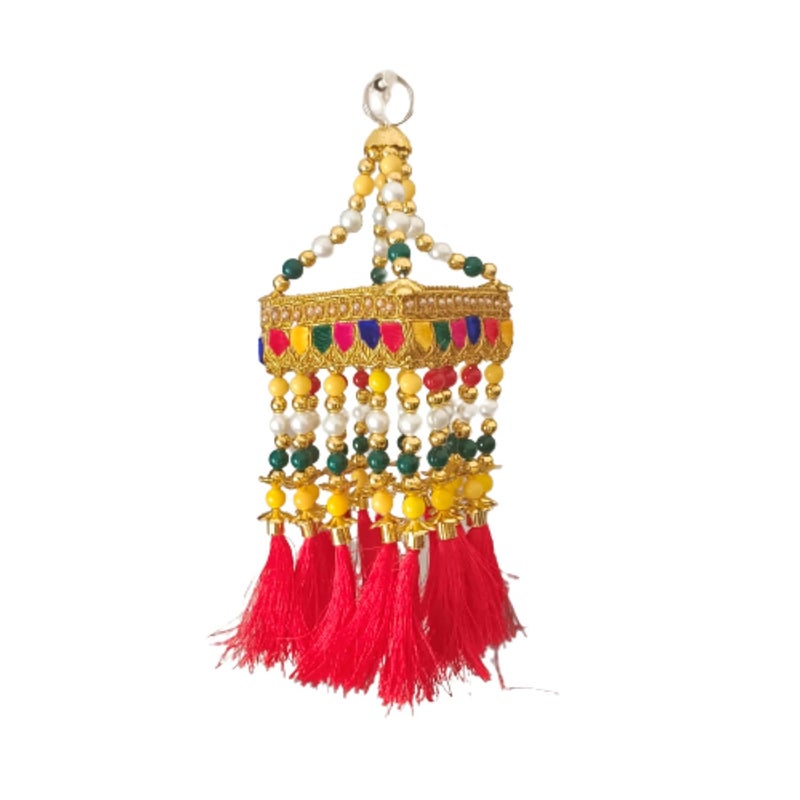 Generic PAHandmade Traditional Moti Jhumar Designs WallDoor Hanging Center Single 1Hook Small ToranLatkanBandarwal8 x 10In1Piece  - Image 2