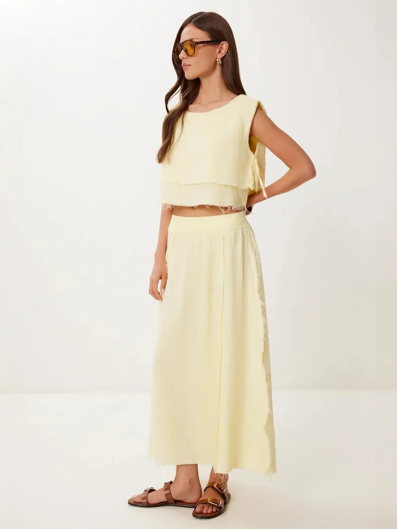 السعادة في إسطنبول ISTANBUL Cotton Sleeveless Blouse and Wide-Leg Skirt Set