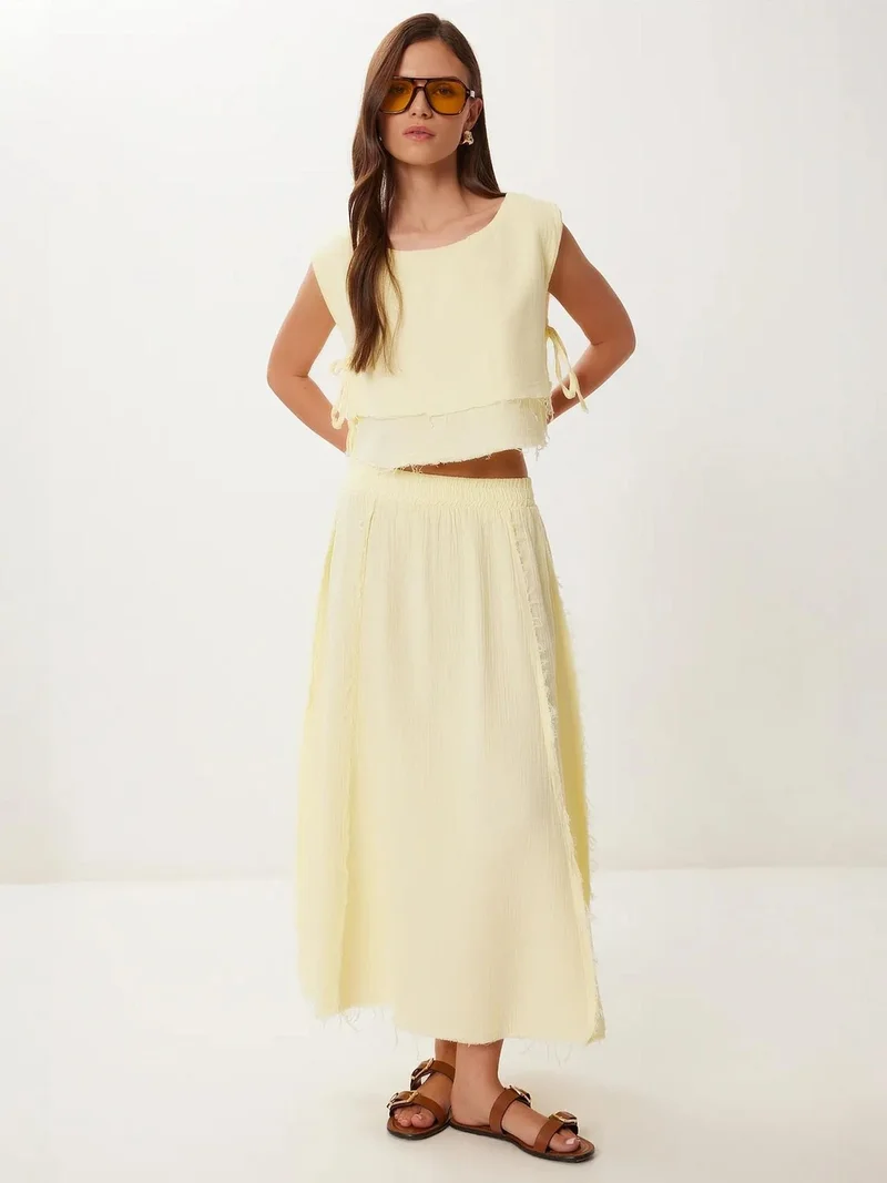 السعادة في إسطنبول ISTANBUL Cotton Sleeveless Blouse and Wide-Leg Skirt Set