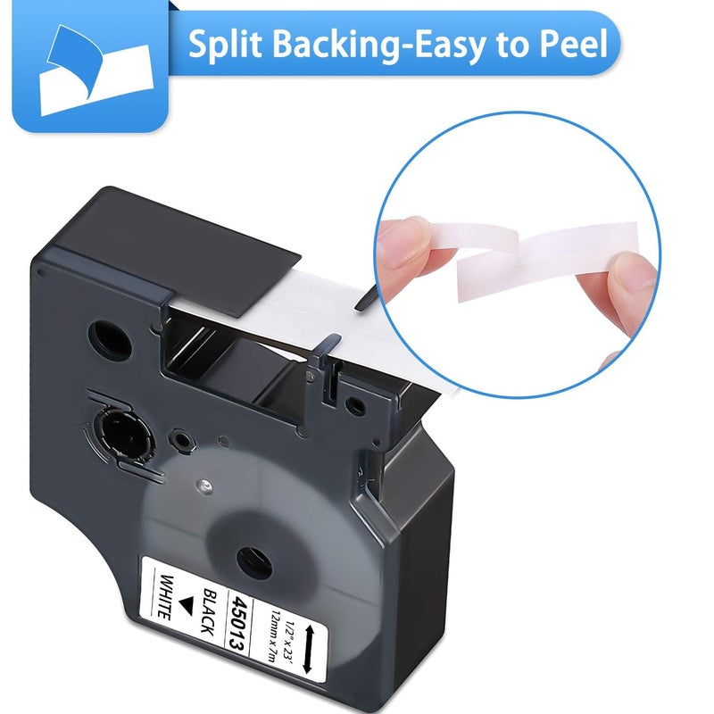 JOJOME 6-Pack Dymo D1 Label Tape 45013 Black on White 1/2 Inch x 23 Feet Compatible for DYMO LabelManager 160 280 210D 360D 420P Wireless PnP 220P 260P 500TS 450DUO - Image 4