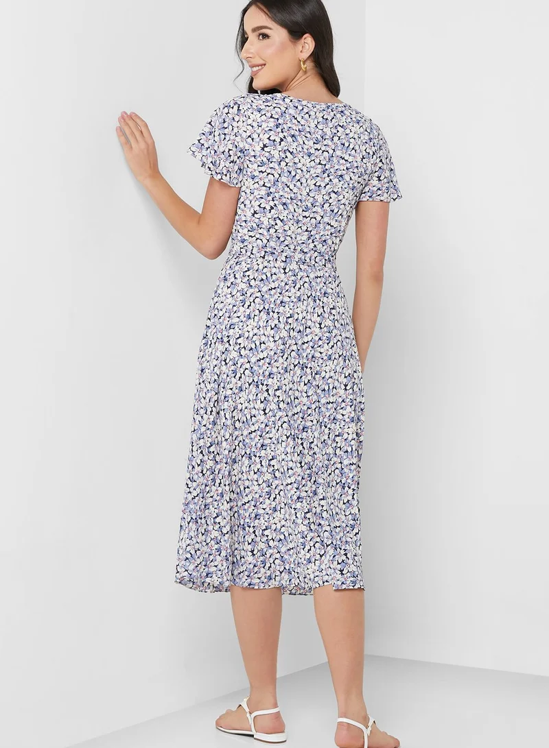 Lauren Ralph Lauren Belted Ruffle Detail Dress