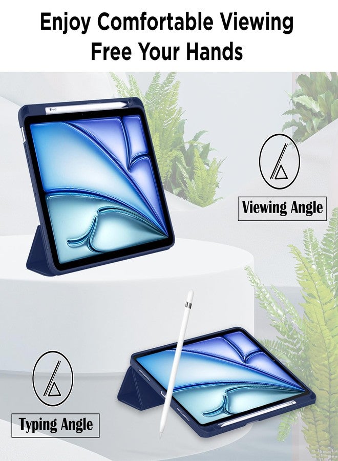 Robustrion Case Cover for iPad Air 11 inch M4/M3/M2 (2024/2025/2026)/iPad Air 4th 5th Generation Cover 10.9" with [Pencil Holder Right Side][Flexible Back][Auto Sleep Wake] and Stylus Pen - Navy - Image 4