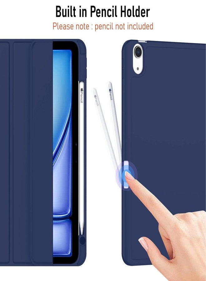 Robustrion Case Cover for iPad Air 11 inch M4/M3/M2 (2024/2025/2026)/iPad Air 4th 5th Generation Cover 10.9" with [Pencil Holder Right Side][Flexible Back][Auto Sleep Wake] and Stylus Pen - Navy - Image 5