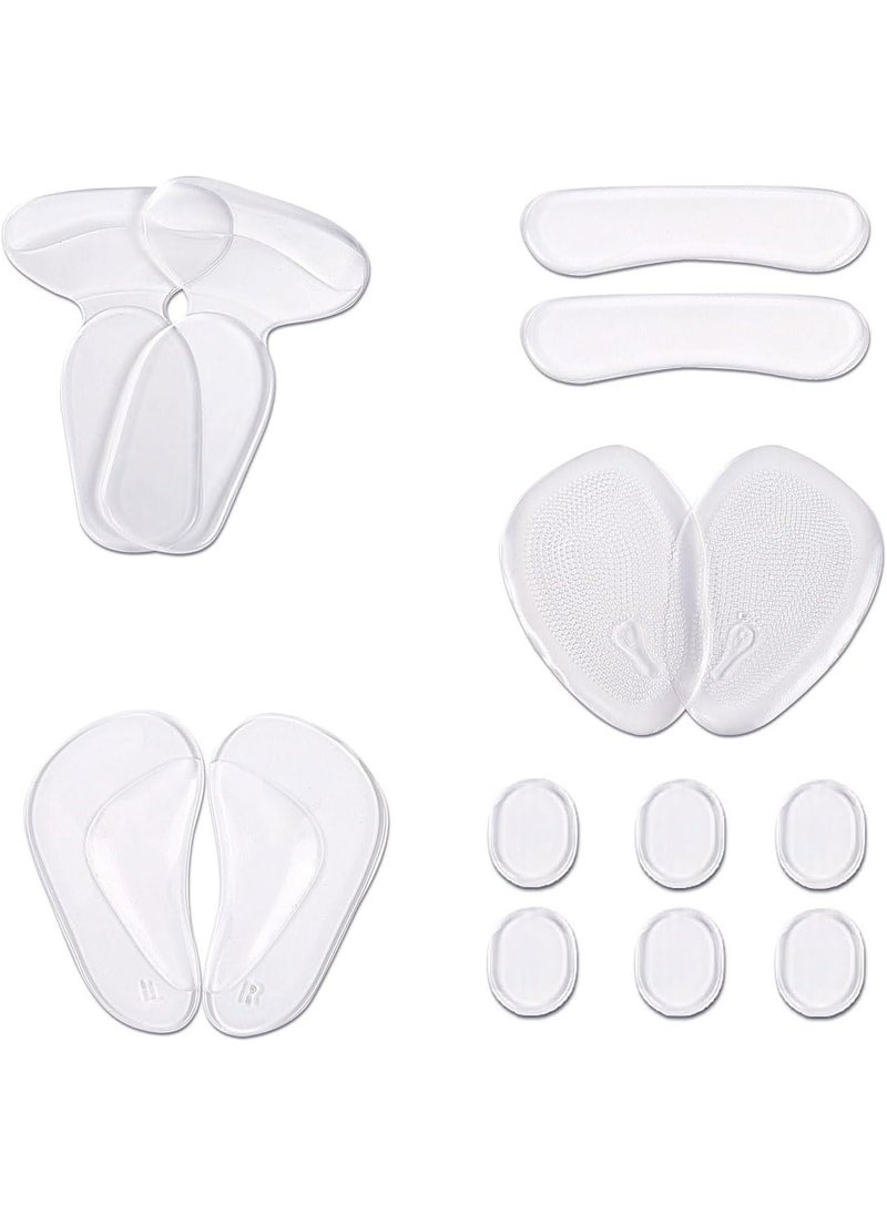 Meetion Heel Grips Liners and Arch Support,Clear Back Heel Insoles Cushions for High Heels by Blomed,Gel Shoe Inserts for Men & Women Ball of Foot Pads for Foot Pain Relief (Transparent) [ Value 14PCS ]  - Image 1