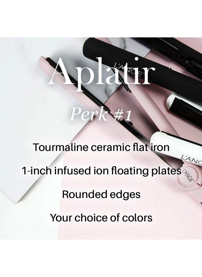 L'ANGE HAIR - Aplatir Ceramic Flat Iron Hair Straightener | Adjustable Temp Dual Voltage Hair Straightening Iron | Tourmalineinfused Flat Iron | Best 1 Inch Flat Iron To Ease Frizz | Black - Image 1