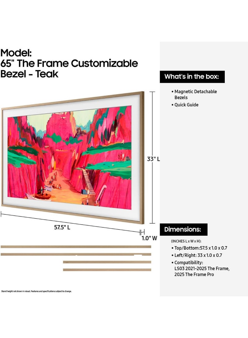 سامسونج إطار قابل للتخصيص لتلفزيون Samsung The Frame مقاس 65 بوصة (موديل 2025)، تثبيت مغناطيسي سريع وسهل، VG-SCFF65TKBZA، لون خشب الساج العصري (Modern Teak) - Image 2