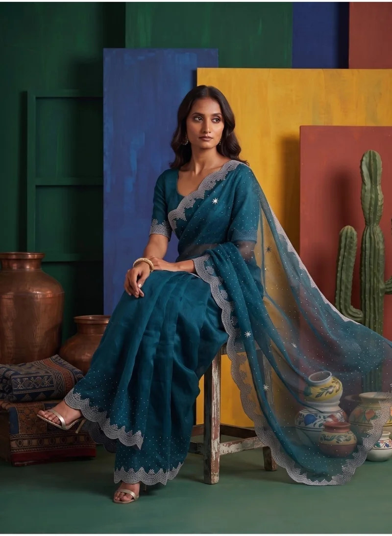 Nool  Samudra Tissue Designer Saree with Unstitched Blouse Material for Women | Best Price UAE