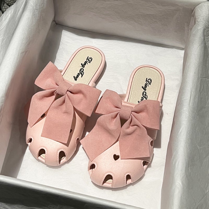Womens Summer Slippers Fashion Soft Sole Bow (Green)  - Image 2