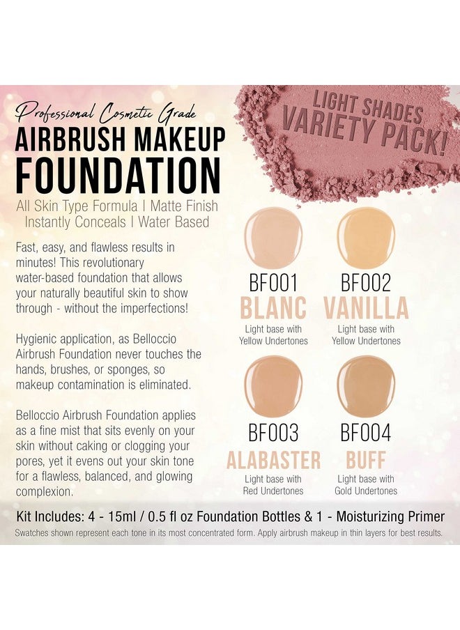 Belloccio Complete Cordless Handheld Airbrush Cosmetic Makeup System With 4 Fair Foundation Shades, Professional 18Piece Kit, Moisturizing Primer, Blush, Bronzer, Highlighter, Concealer, User Guide  - Image 5