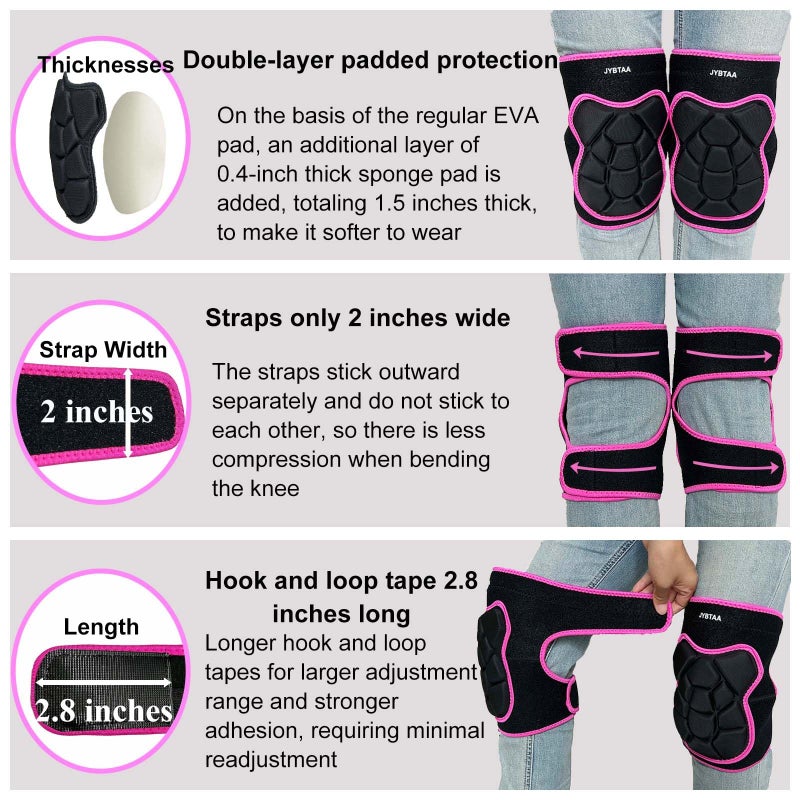 JYBTAA Men/Women Knee Pads, Garden Knee Cushion for Cleaning Floor, Waterproof Soft Knee Protector for Kneeling Crawling Work, Adjustable Flexible Foam Pad for Yard Tile Concrete for Worker, Rose Red L. (1 Pair) - Image 5