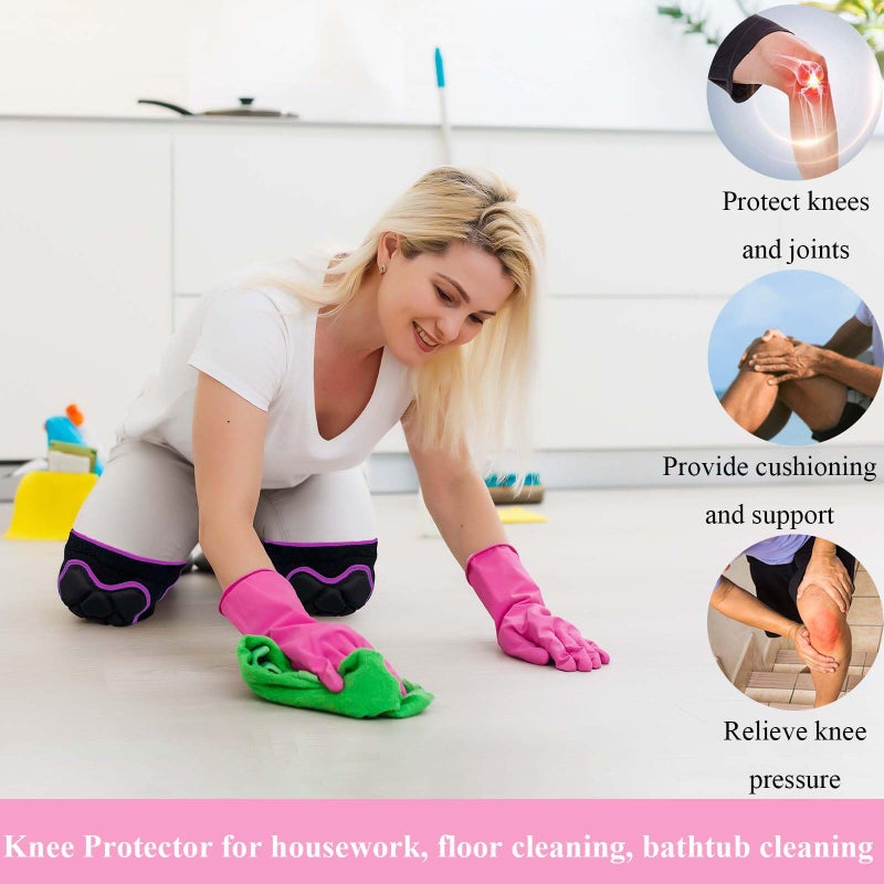 JYBTAA Men/Women Knee Pads, Garden Knee Cushion for Cleaning Floor, Waterproof Soft Knee Protector for Kneeling Crawling Work, Adjustable Flexible Foam Pad for Yard Tile Concrete for Worker, Rose Red L. (1 Pair) - Image 4
