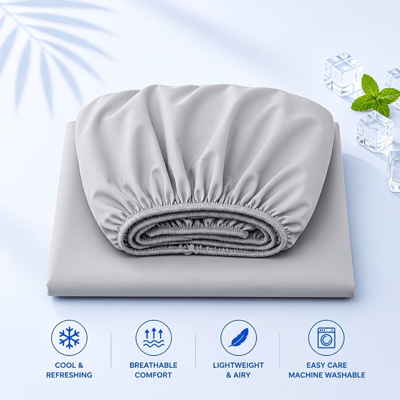 Summer Cooling Fitted Sheet (Pillowcases Not Included) – Skin-friendly, Breathable, and Cooling for Sleep, 360° Elastic Mattress Protector, Wrinkle-resistant/fade-resistant/shrink-resistant, Machine Washable, Multiple Colors Available - Image 1