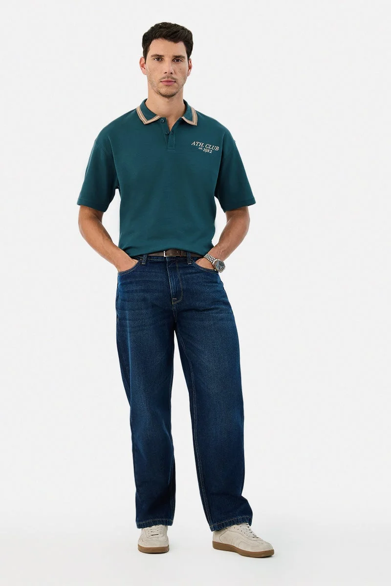 سنيتش Dark Green Graphic Half Sleeve Oversized Streetwear T-Shirt