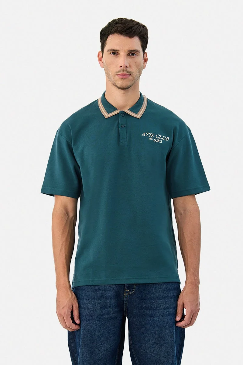 سنيتش Dark Green Graphic Half Sleeve Oversized Streetwear T-Shirt