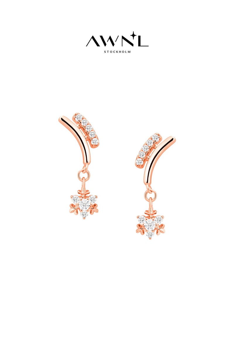 AWNL Sleigh Snowflake Drop Earrings for Women, S925 Sterling Silver with 18K Rose Gold Plated Gift for Wife Girlfriend - Image 1