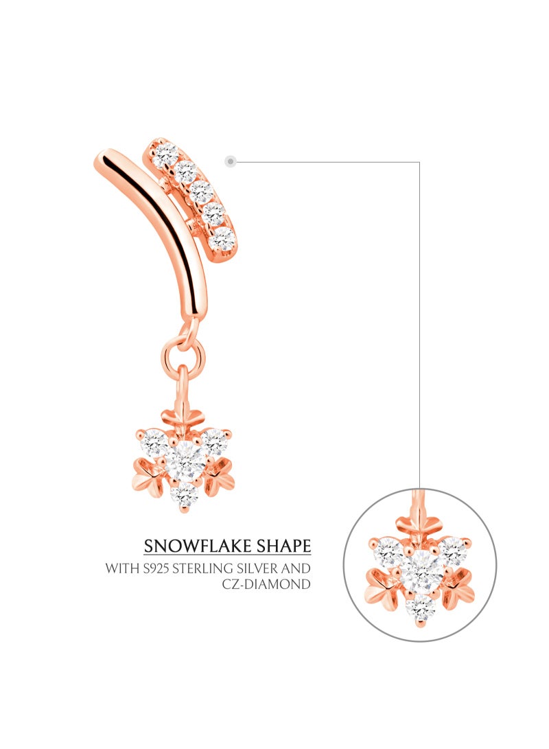AWNL Sleigh Snowflake Drop Earrings for Women, S925 Sterling Silver with 18K Rose Gold Plated Gift for Wife Girlfriend - Image 2